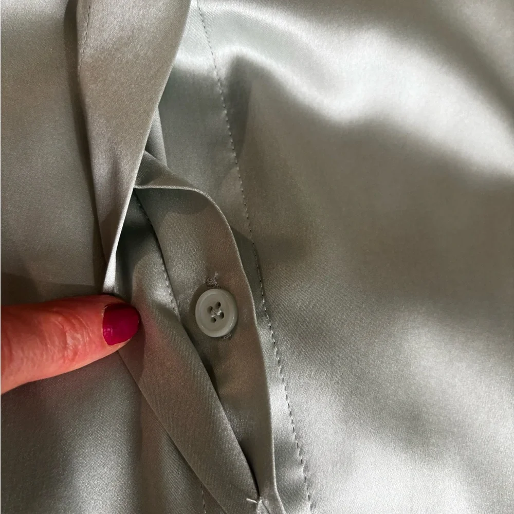 Lafayette 148 New York Peppermint 100% Silk Bell Sleeve Blouse XL $498 Old Money - Picture 5 of 7